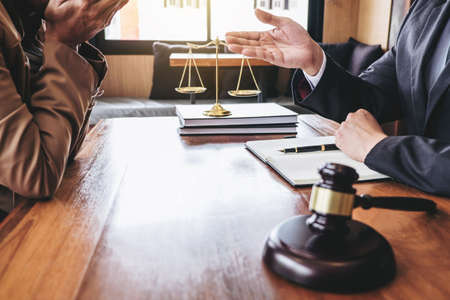 Customer service good cooperation, Consultation between counselor or male lawyer and businesswoman...