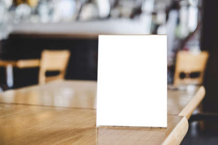 Mock up acrylic frame posters pattern template forms background, blank menu frame on table in coffee...