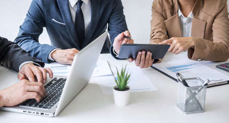 Group of Business partner professional team working together meeting are discussing and analyzing...