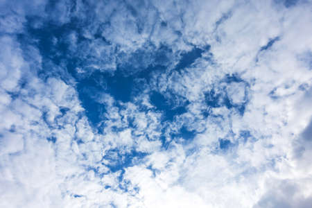 Blue sky with white clouds under sunshine.