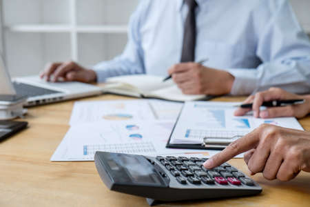 Business team manager meeting discussing company project success financial statistics, Professional investor working start up project for strategy plan with growth profit investment.の写真素材