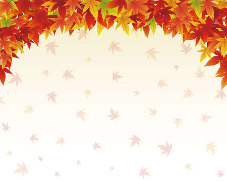Gradient background with colorful fall leavesのイラスト素材