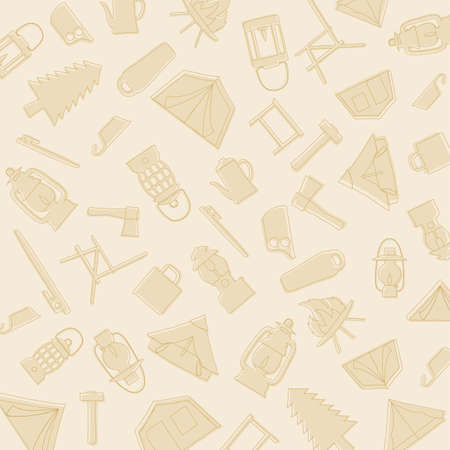 Camping equipment background patternのイラスト素材