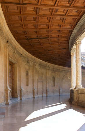 Beautiful arena and architecture of the ancient Alhambra Palace in Granada on the Costa del Sol in Spainのeditorial素材