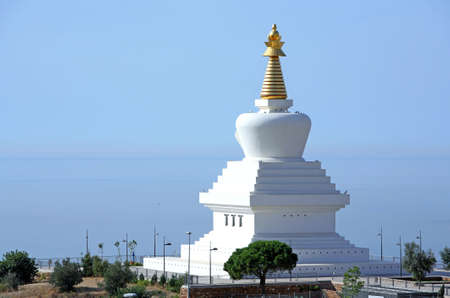 Stunning and new Enlightenment Stupa Buddhist Temple at the top of Benalmadena in Spainの写真素材