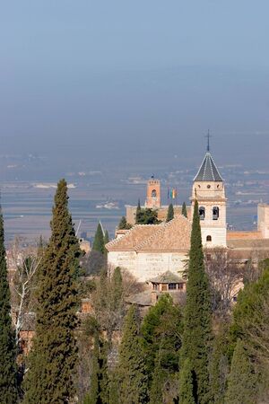 Beautiful views of the ancient Alhambra Palace in Granada on the Costa del Sol in Spainのeditorial素材