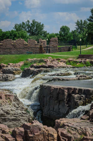Raging Water of the Big Sioux River at Falls Parkの写真素材