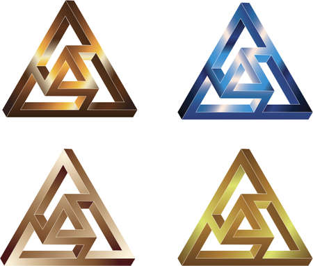 Impossible figure - Double Moebius triangle. Four colors