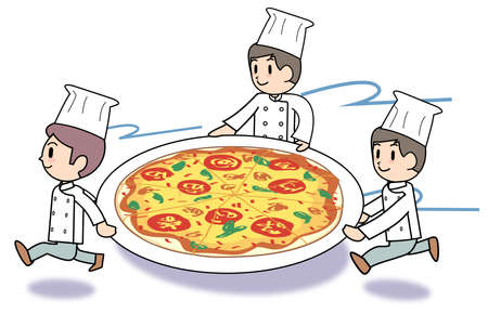 Bakery-People who carry a pizzaの写真素材