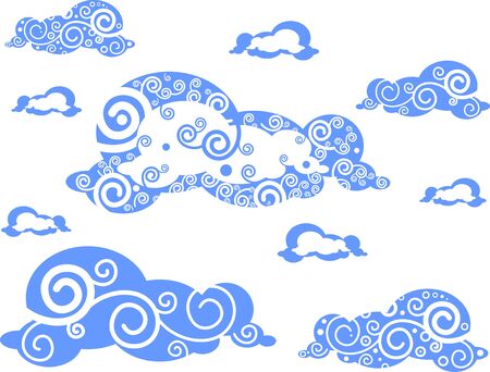 clouds floating in the sky isolated on white backgroundのイラスト素材
