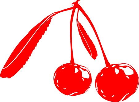 ripe red cherry, isolated on a white backgroundのイラスト素材