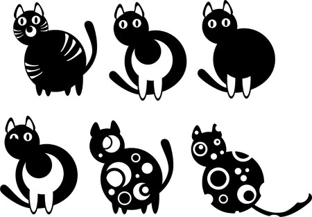 abstract round cat isolated on white backgroundのイラスト素材