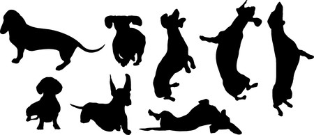 set of silhouettes of dogs isolated on a white backgroundのイラスト素材