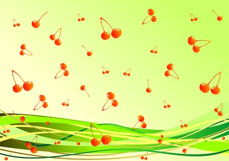 decorative background with berries and berries on a background of stripesのイラスト素材