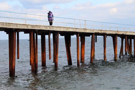 The pier leaving in the seaの写真素材