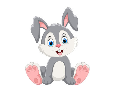 Cute rabbit cartoon sitting on white background. Vector illustration. Eps 10のイラスト素材