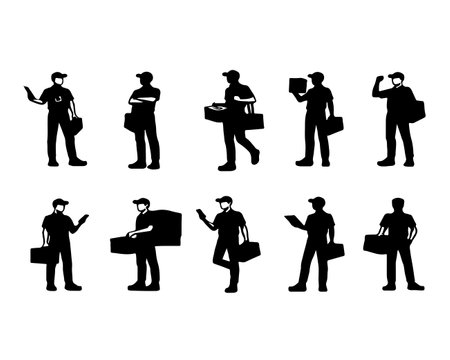 Set of silhouettes of businessmen on a white background. Vector illustrationのイラスト素材