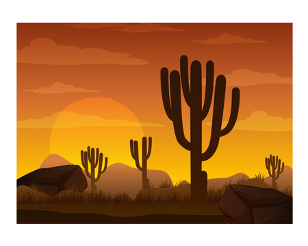 Desert and cacti design, vector illustration eps 10.のイラスト素材