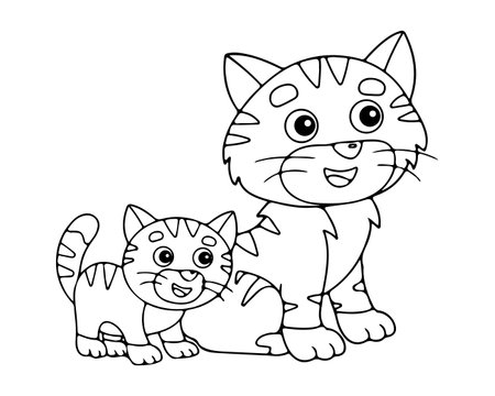 Coloring Page Outline Of cartoon cat. Coloring book for kids.のイラスト素材