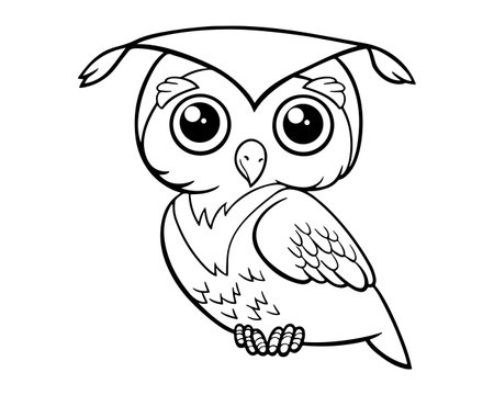 Coloring book for children: owl. Black and white vector illustration.のイラスト素材