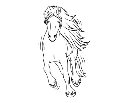 Horse with wavy mane. Vector illustration on white background.のイラスト素材
