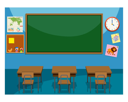 school classroom with blackboard and chair vector illustration graphic design vector illustration graphic designのイラスト素材