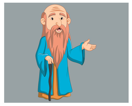 cartoon christian man with a beard and moustache vector illustrationのイラスト素材