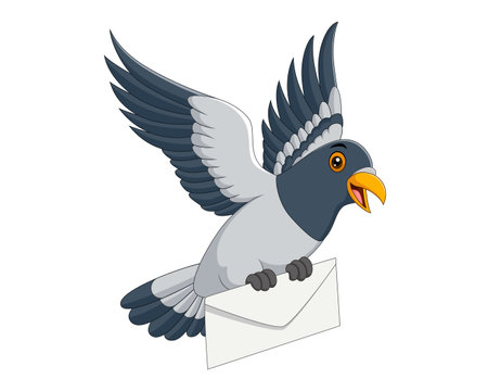 Vector illustration of a pigeon flying out of an envelope with a letterのイラスト素材