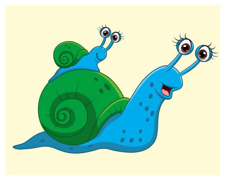 Cartoon funny snail. Vector illustration of a funny cartoon snail.のイラスト素材