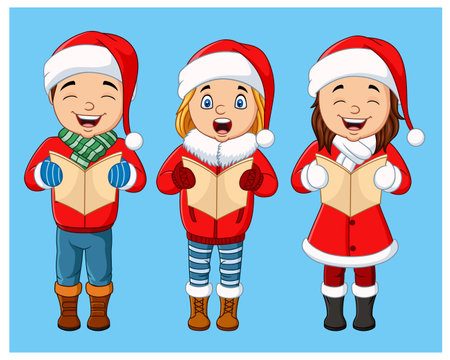 santa claus kids with christmas hat and book vector designのイラスト素材