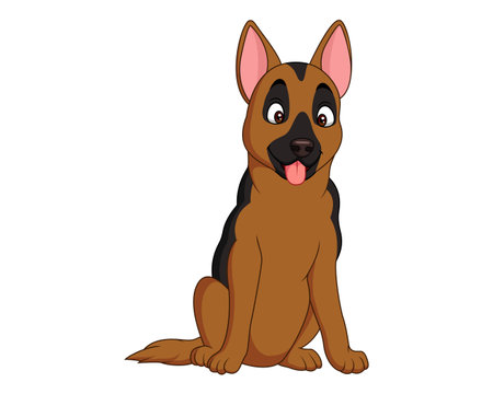 German shepherd dog cartoon vector illustration. Isolated on white background.のイラスト素材