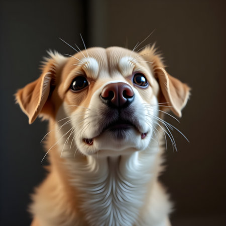 Portrait of a cute golden retriever dog looking at the cameraの素材