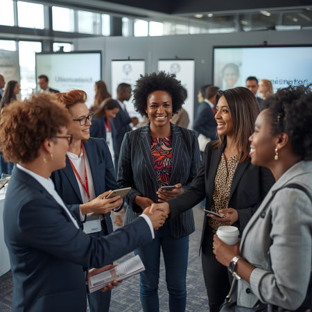 Group of diverse business people using mobile phones while standing together in modern officeの素材