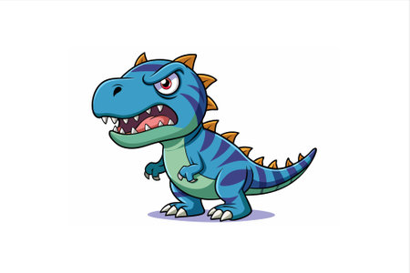 "Discover a high-quality cartoon angry dinosaur vector, perfect for digital designs, children's books, and animations. This vibrant and expressive dinosaur illustration adds fun anのイラスト素材