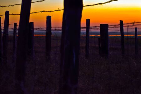 fenceline sunnsetの写真素材