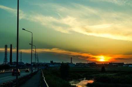 Bridge and sunsetの写真素材