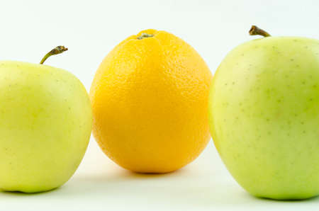 Ripe oranges and applesの写真素材