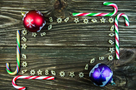 New Year's toys on a background of wood