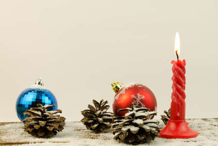 Christmas decorations with candlesの写真素材