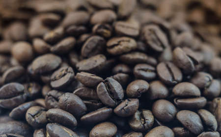 Grains of roasted coffee