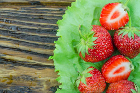 Ripe red strawberriesの写真素材