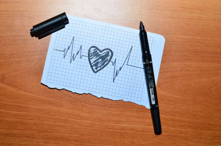 Heart diagram on a piece of paperの写真素材