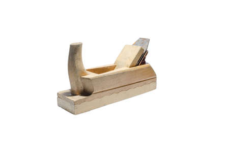 Wooden plane on a white background closeupの写真素材