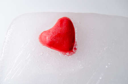 Heart frozen in a block of iceの写真素材