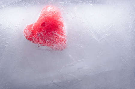 Heart frozen in a block of iceの写真素材