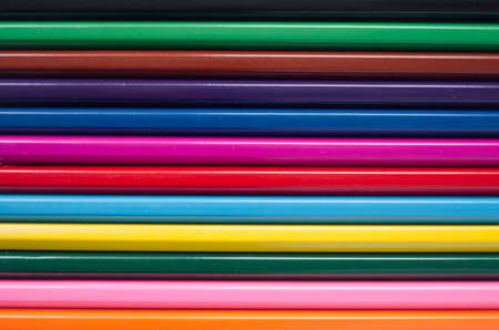 Background of bright colorful pencils closeup horizontalの写真素材