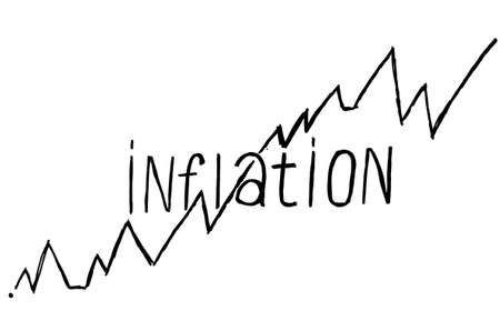 Inscription inflation with growing graph on white backgroundの写真素材