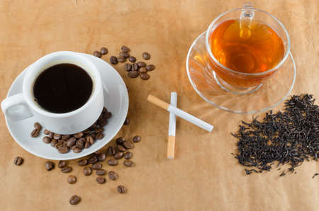 Tea, coffee and cigarettes addiction and habitの写真素材