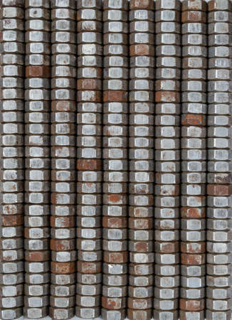 Background of metal mounting nuts. Close up.の写真素材