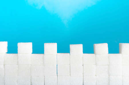 Wall of sugar cubes rafinada close-up.Protection and immunity.の写真素材